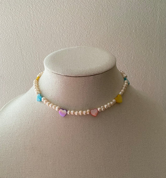 Rainbow hearts necklace